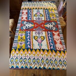 Vintage XL Scarf Wrap Or Tablecloth IKAT Multicolor 42x76”